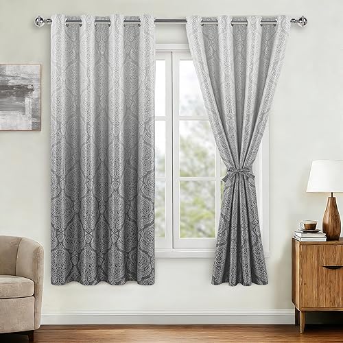 Miniatura 142 de DWCN Cortinas opacas 100% grises de 84 pulgadas de largo para dormitorio con forro negro, doble capa con aislamiento térmico, paneles de cortina