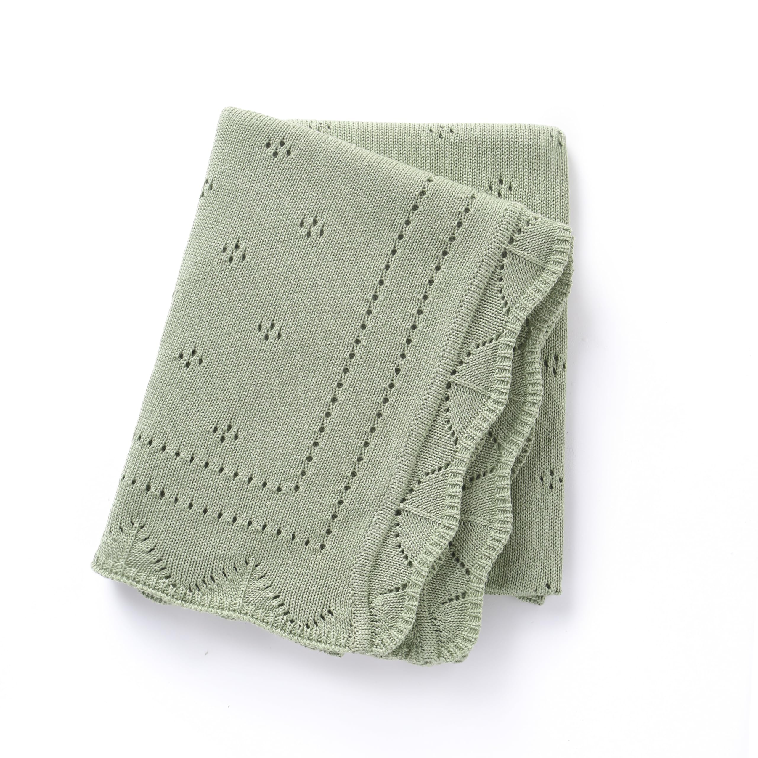 Loyfoky Cellular Blanket Baby 100% Luxury Cotton Soft & Cozy for Boy Girl Newborns Swaddle,Nursery,Pram,Cot,Green 100x80cm