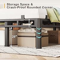 Vista 7 de ROIL 24 Inch Queen Size Bed Frame, Metal Bed Frame & Box Spring 2 in 1 Platform with Round Corner Legs, 4000LBS Double Layer Bed Frame with