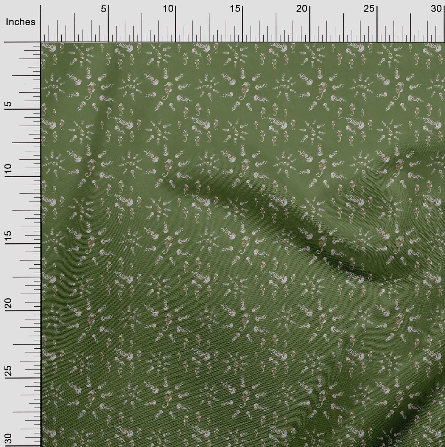 oneOone Polyester Spandex Forest Green Fabric Sea DIY Clothing Quilting Fabric Print Fabric by Yard 56 Inch Wide