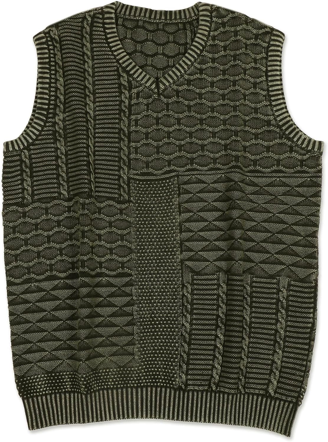 NOVICA Artisan Handmade Men'S Cotton Sweater Vest From India Clothing Green Pullovers 'Olive Leaf'