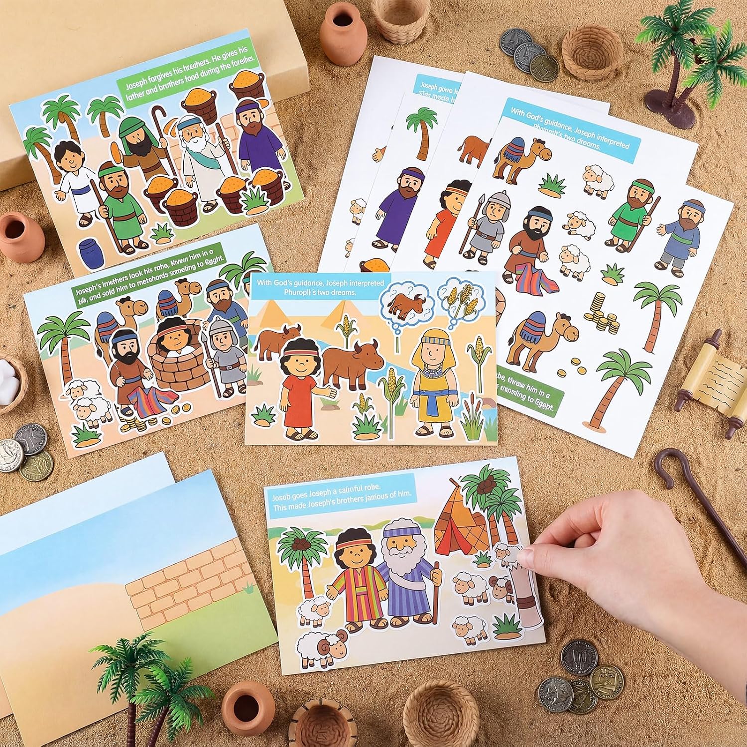 Marspark 48 Pcs Mini Stationery Stickers Make a Scene Bible Stickers DIY Bible School Crafts for Sunday School Kindergarten Preschool Storytelling Interactive Teaching Activity (Stories of Joseph) image 4