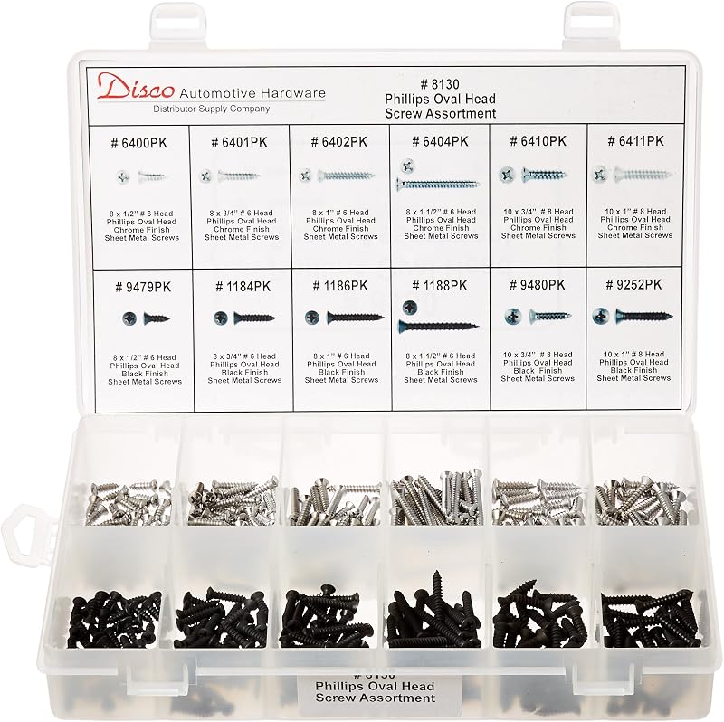 Sortimento de Parafusos Phillips de Cabeça Oval Disco Automotive 8130 – 380 unidades