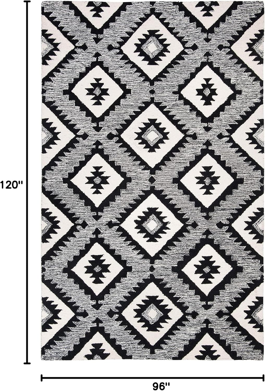 SAFAVIEH Area Rug 8x10 - Aspen Collection - Large - Charcoal & Black, Handmade Wool, Ideal for Living Room, Bedroom, Office, Dining Space (APN813Z)