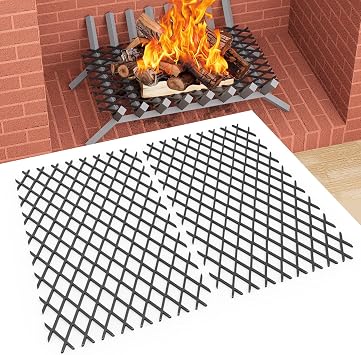 Ember Retainer for Fireplace Grates, 16 x 10 Inch Solid Steel Fireplace Grate Ember Retainer, Keep Burning Embers from Falling, Fire Place Accessories for Camping, Fire Pits, 2 Pack