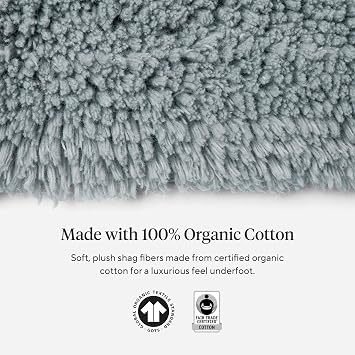 Coyuchi Shag Organic Bath Rug, Plush Shag Bath Mat