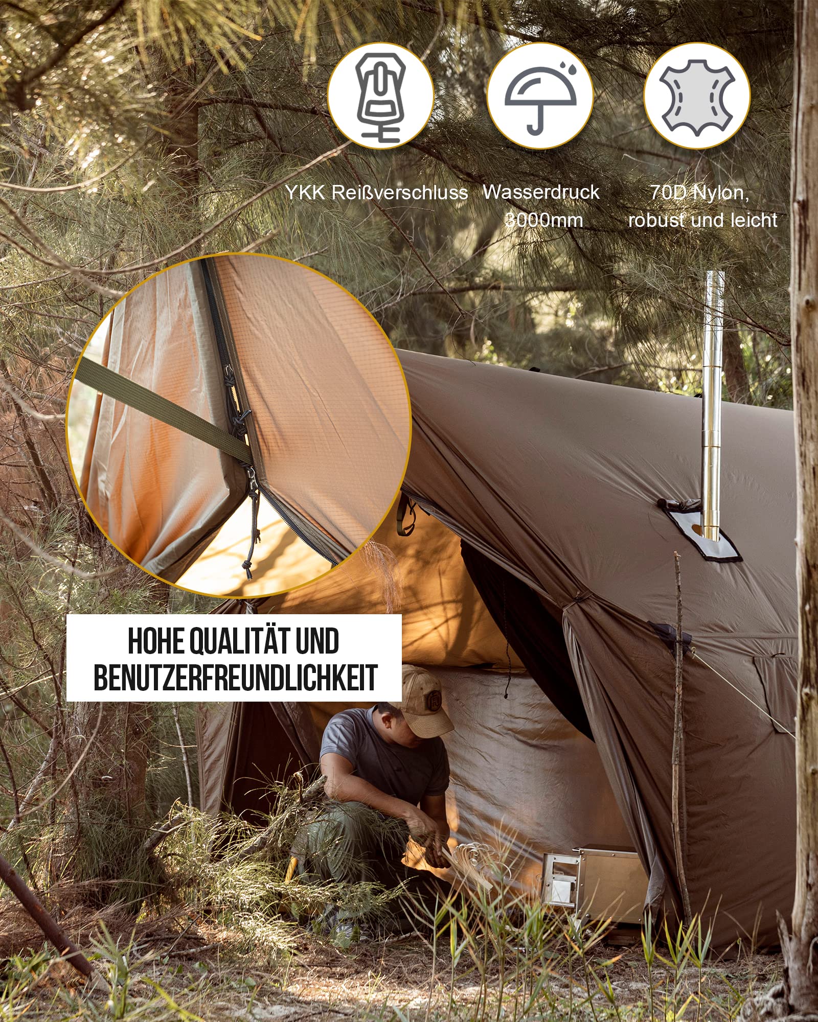OneTigris TEGIMEN groß warm Zelt Winter, Camping Survival Hängematte Zelt wasserdicht 3000 mm Plane für Wandern