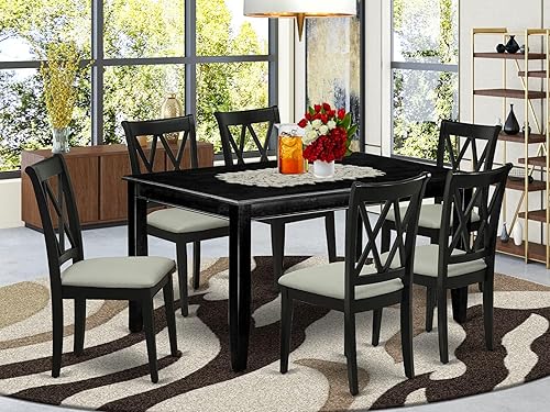 Miniatura 2 de East West Furniture DUCL7-BLK-C Juego de muebles de comedor de 7 piezas consta de una mesa de comedor rectangular y 6 sillas tapizadas de tela de