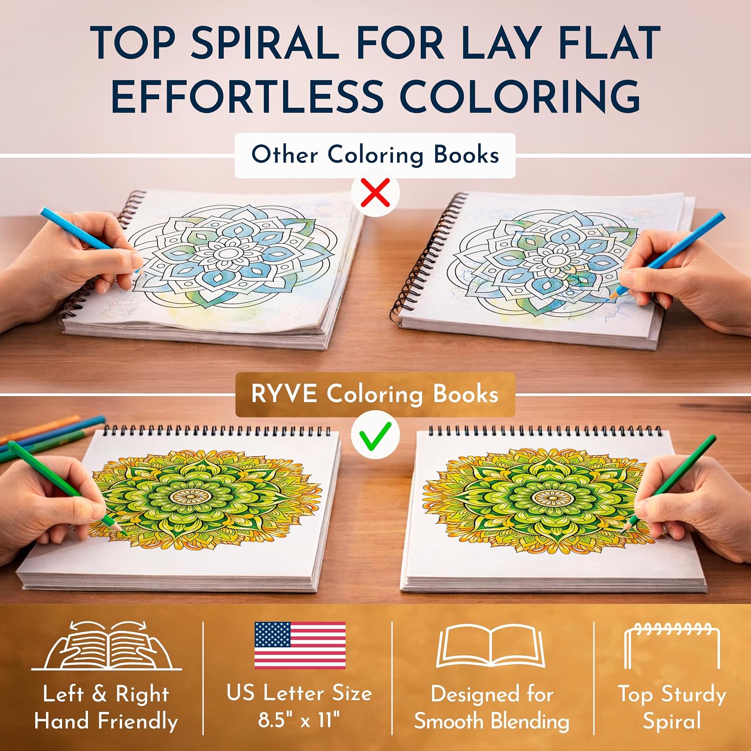 Premium Artistic Mandala Coloring Book for Adults – 50 Abstract Designs – 180gsm Thick Bleed-Proof Paper, Spiral Bound Lay-Flat, Perforated – Frameable Art, Relaxation Gifts for Women, Adult Coloring