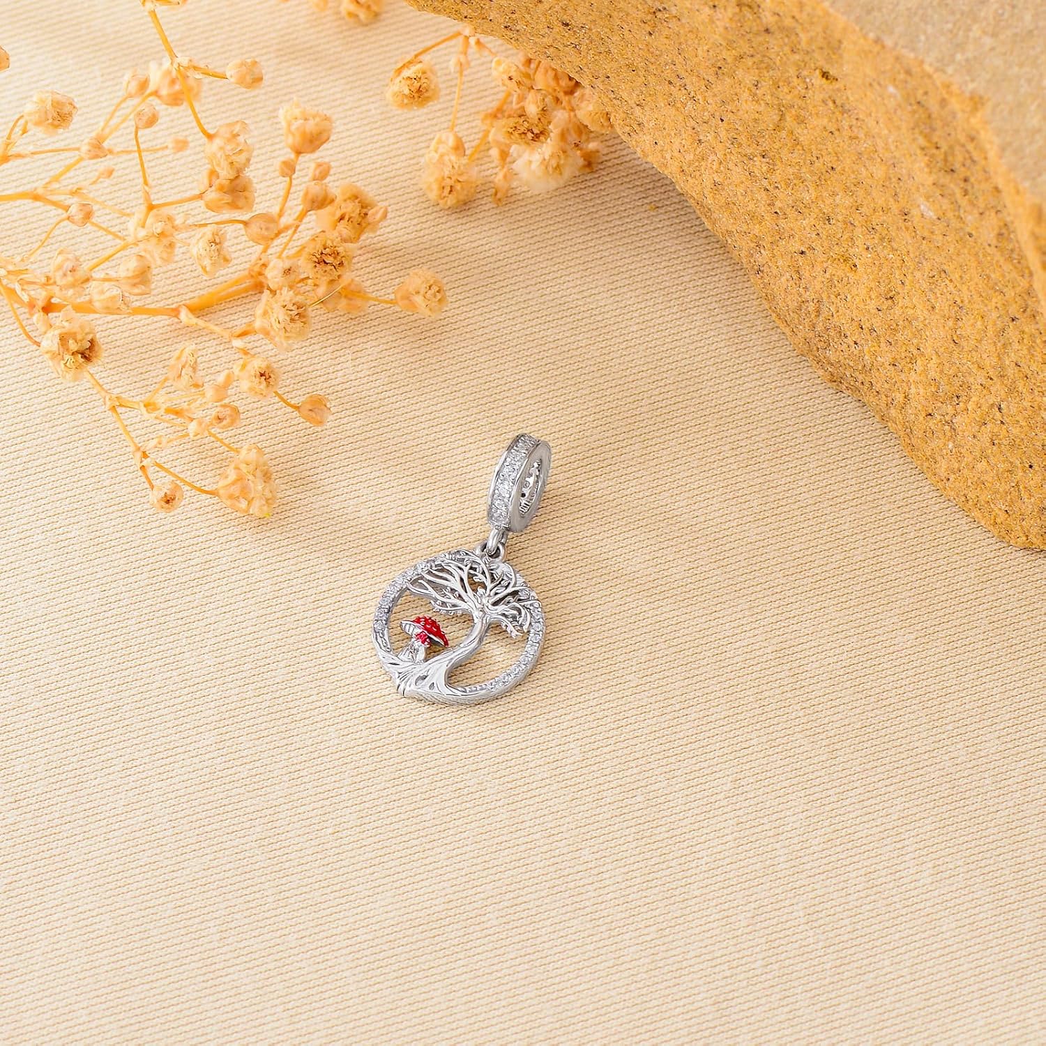 Tree of Life Mushroom Charms for Bracelets 925 Sterling Silver Family Tree Mushroom Pendant Jewelry Gifts for Women Mushroom Lovers