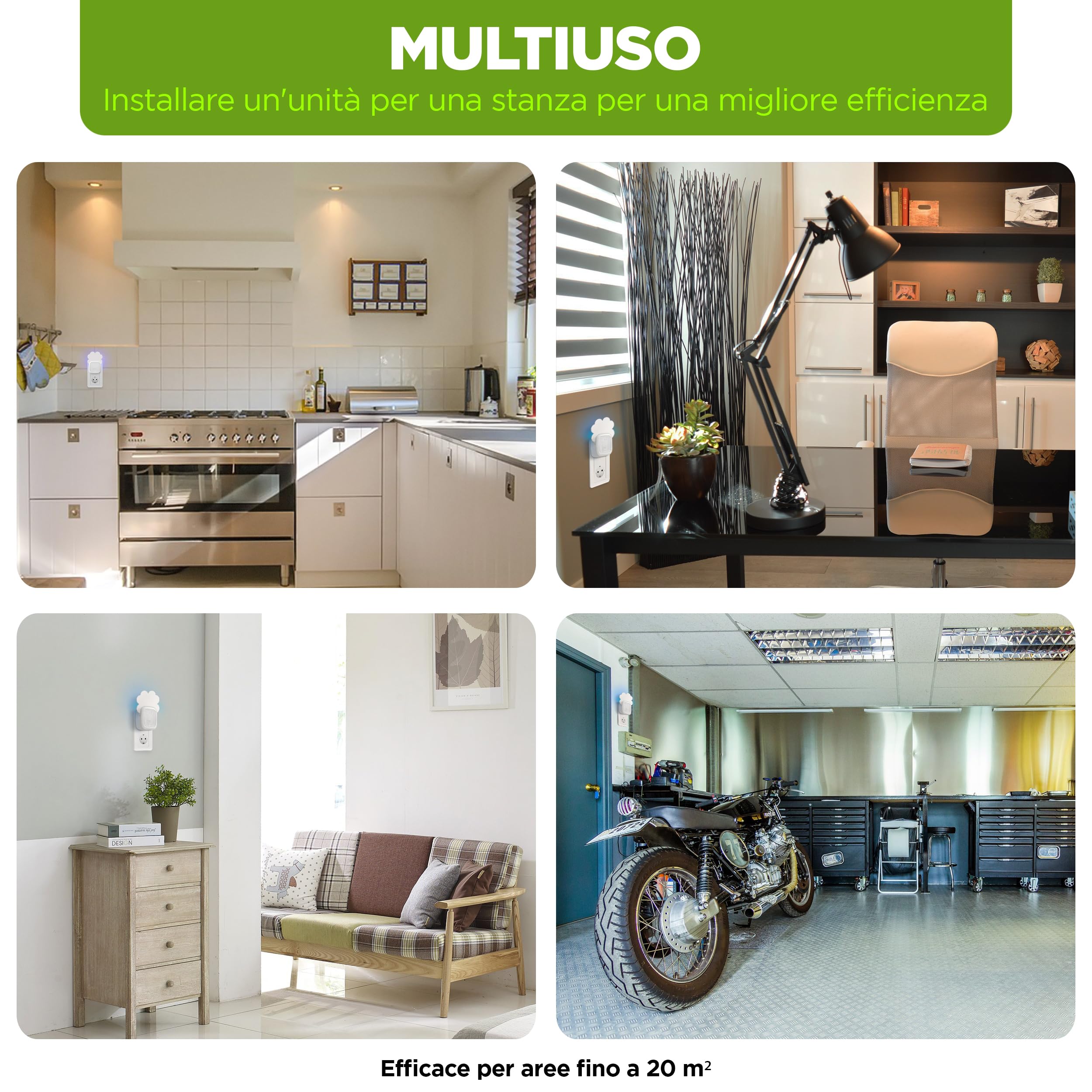 ISOTRONIC antizanzare presa elettrica mosche falene protezione luce UV pellicole adesive silenzioso interno trappola raggio 20m² 4 pezzo efficace casa camera difesa senza veleno stop insetti volo