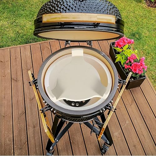 Miniatura 13 de Deflector de calor, fijador de platos para huevo verde grande, condensador de deflector de calor, piedra para ahumar, piedra de pizza para parrilla