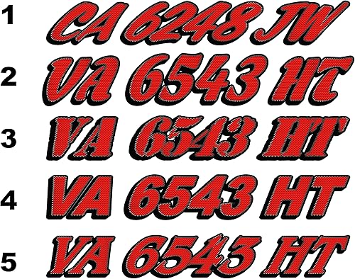 cbcdecals - Custom jet Ski Boat Registration Numbers " Red Carbon Fiber" (Set Of Two) Marine PWC Vinyl Decals Sticker