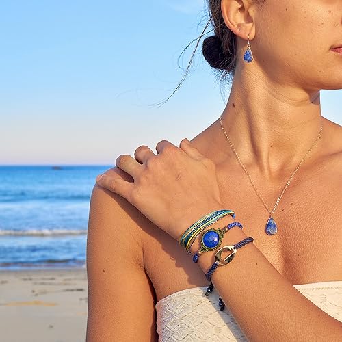 Miniatura 2 de Thread Bracelet in Blue, Yellow, Purple, Aqua for Men and Women - Handmade Adjustable Knot Rope String Surfer Jewelry by Rumi Sumaq