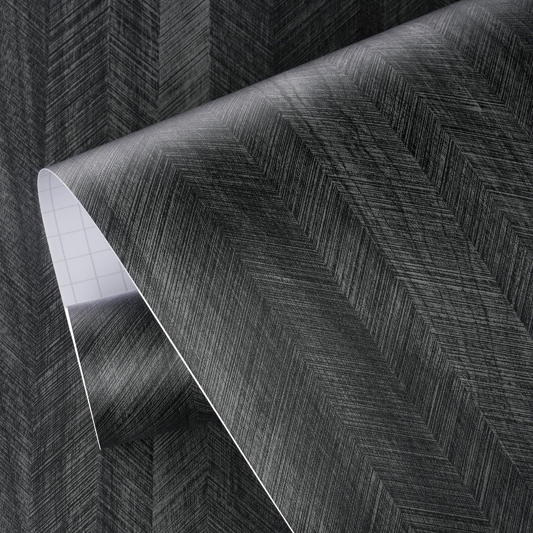 ReWallpaper Black Vinyl Wrap for Furniture Wood Grain Thick Worktop Vinyl Covering Peel and Stick Wallpaper Vintage Dark Wood Contact Paper for Wardrobe Kitchen Cupboards Wall 40CMx3M - Image 3