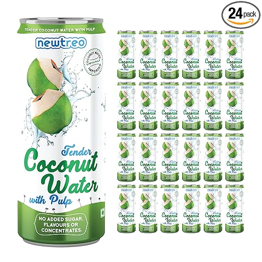 Newtreo 100% Coconut Water with Pulp | Not from Concentrate | 24 x 250ml cans | Imported Coconut Water| Not from Concentrate