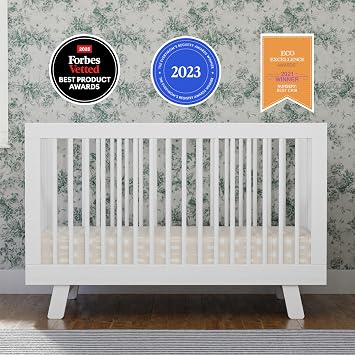 Babyletto Hudson 3-in-1 سرير أطفال قابل للتحويل مع سرير أطفال وتحويل سرير نهاري - سهل التجميع - معتمد من GREENGUARD Gold مع 4 مرتفعات قابلة للتعديل - أبيض