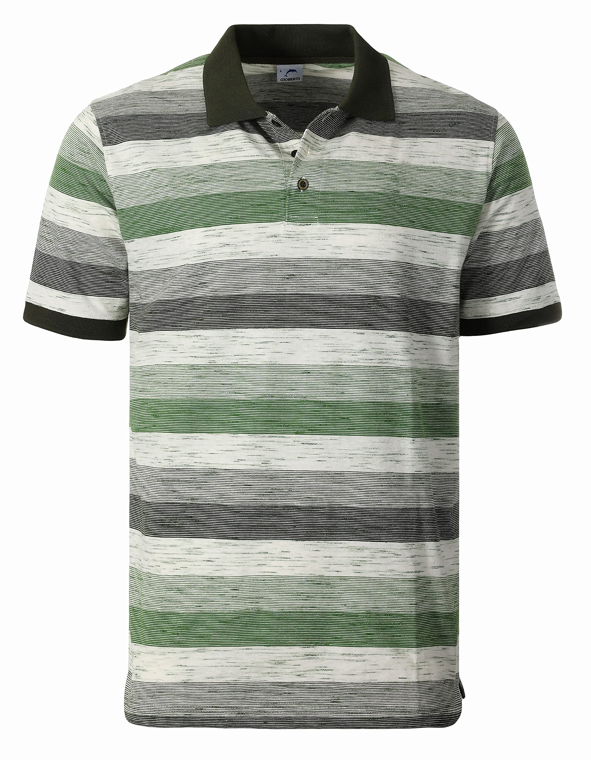 GiobertiMens Club Stripe Polo Shirt - Short Sleeve, Regular Fit, Yarn Dye