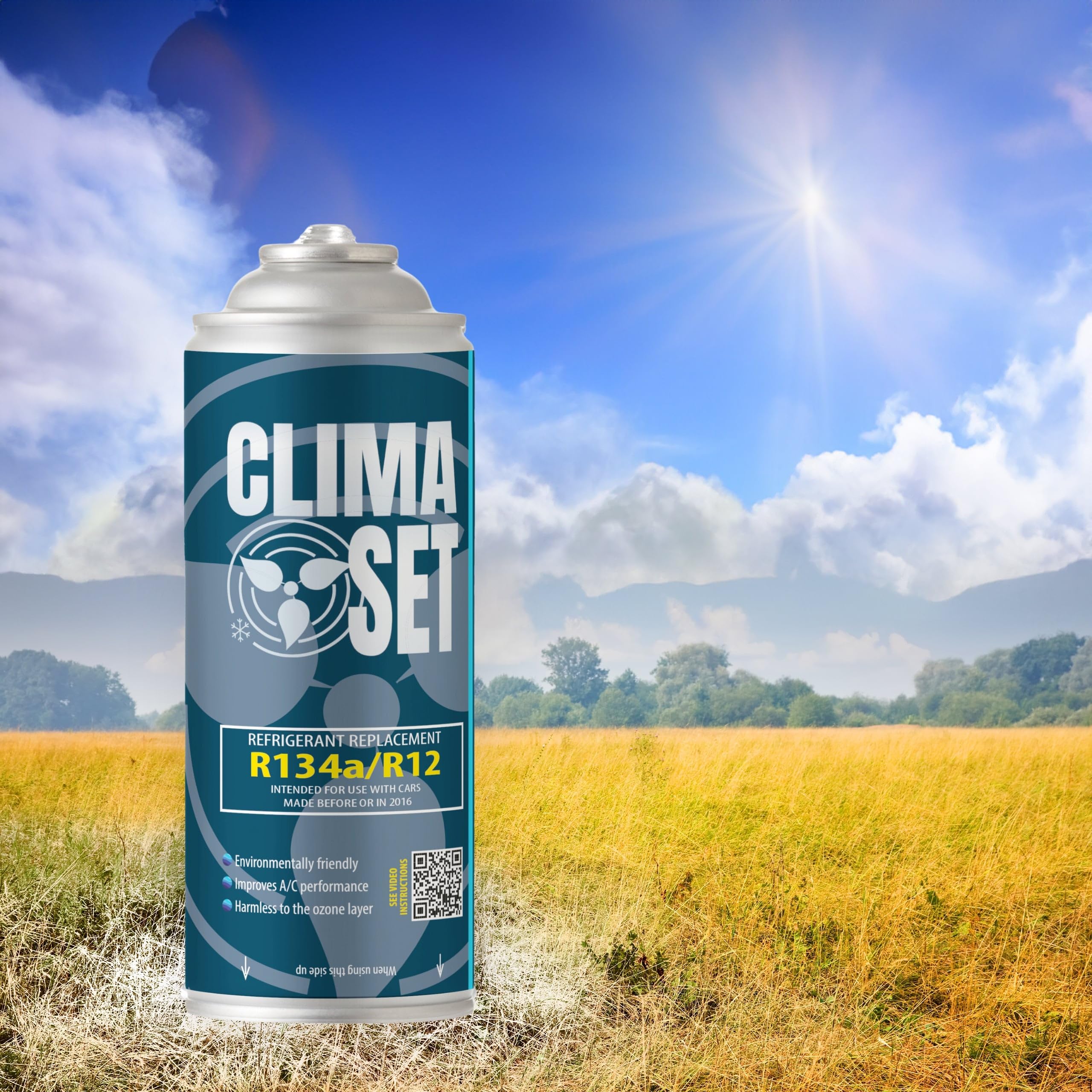ClimaSet 3in1 R134a Kältemittel Ersatzgas - Kühlmittel Klima Auto mit Klima Dichtmittel und Öl - Gasflasche 2x235 g - Auto Klimaanlage Nachfüllset - Klimaanlage Wohnmobil - ECO