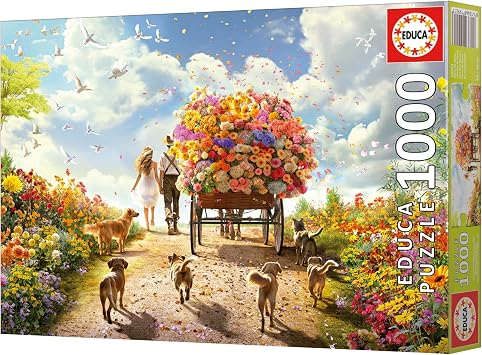 Educa - Flower Cart | 1000 Piece Puzzle for Adults. Measurements: 26,77 x 18,89. 14 Years Old (19921)