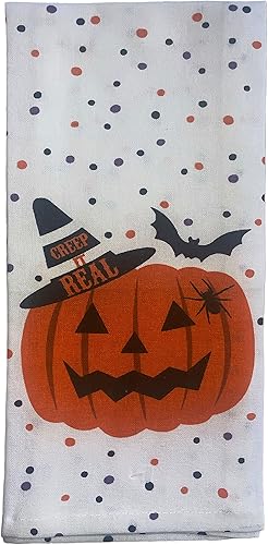 Miniatura 2 de Juego de 6, toallas de cocina 100% algodón para Halloween, casa encantada, Heebies Jeebies, Something Wicked This Way Comes Size: 15 "x 25".