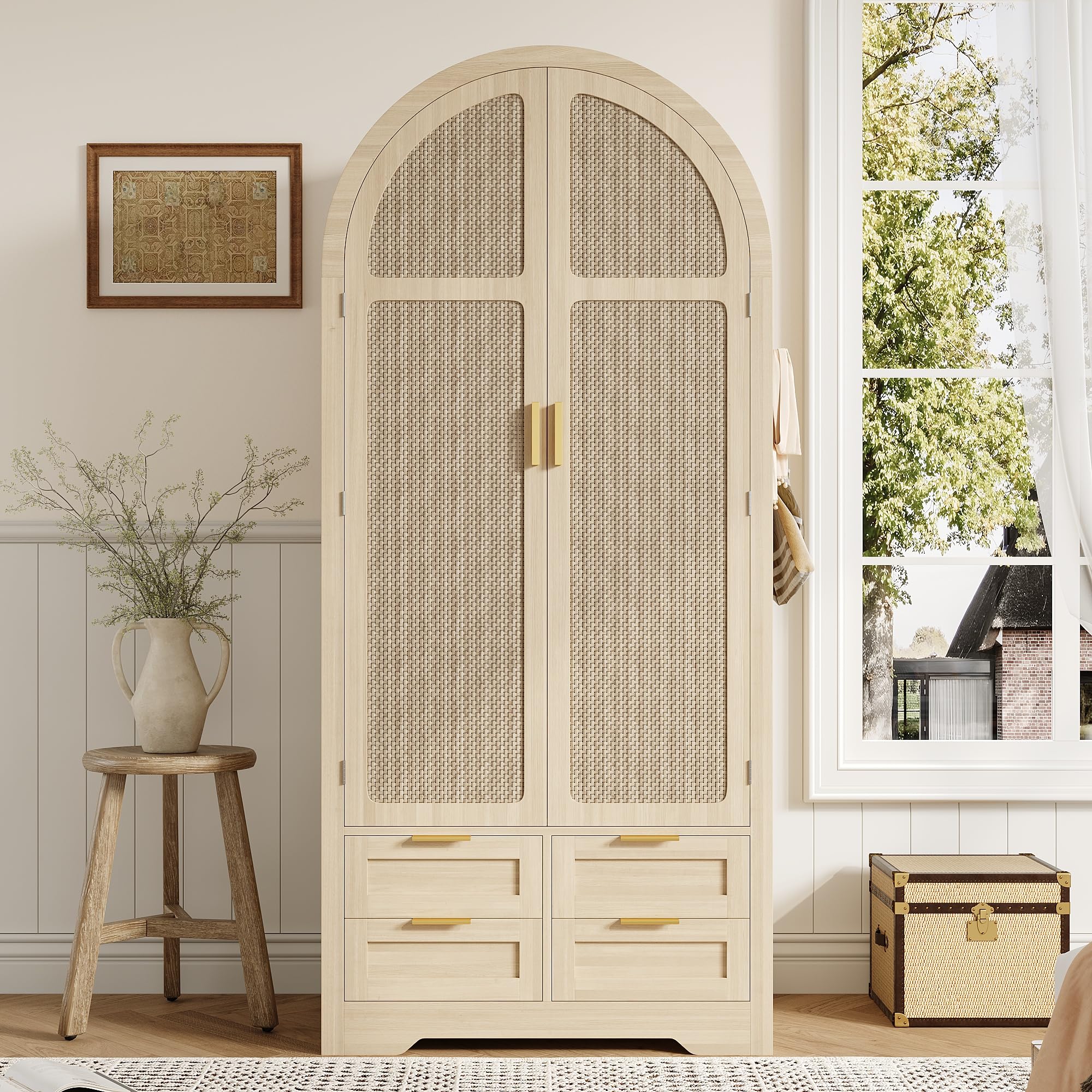 Armadio moderno 2 ante 80x50x179 cm con barra appendiabiti e cassetti