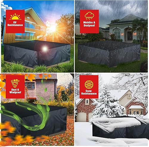 Miniatura 6 de Noshki Fundas para muebles de patio, funda resistente 600D para muebles de exterior, impermeable y a prueba de polvo, para juegos de fundas de sofá