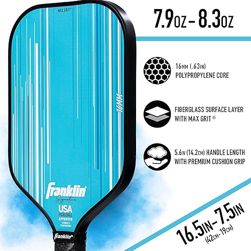 Miniatura 6 de Franklin Sports Paletas Profesionales de Pickleball - Serie Signature Paleta Profesional de Pickleball con Superficie MaxGrit - Paletas de