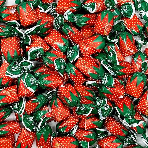 Miniatura 3 de Caramelos duros rellenos de fresa, envueltos individualmente, bolsa a granel de 2 libras, color rojo