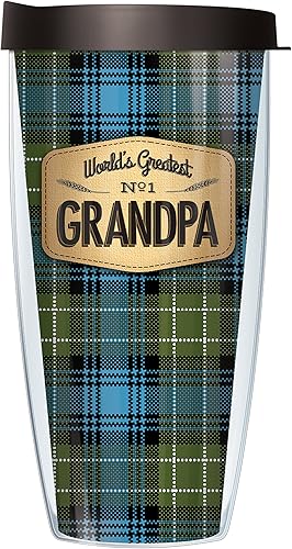 Miniatura 10 de Signature Tumblers World's Greatest N 1 Grandad Wrap on Blue Flannel - Taza de viaje de doble pared de 22 onzas con tapa negra de fácil sorbo