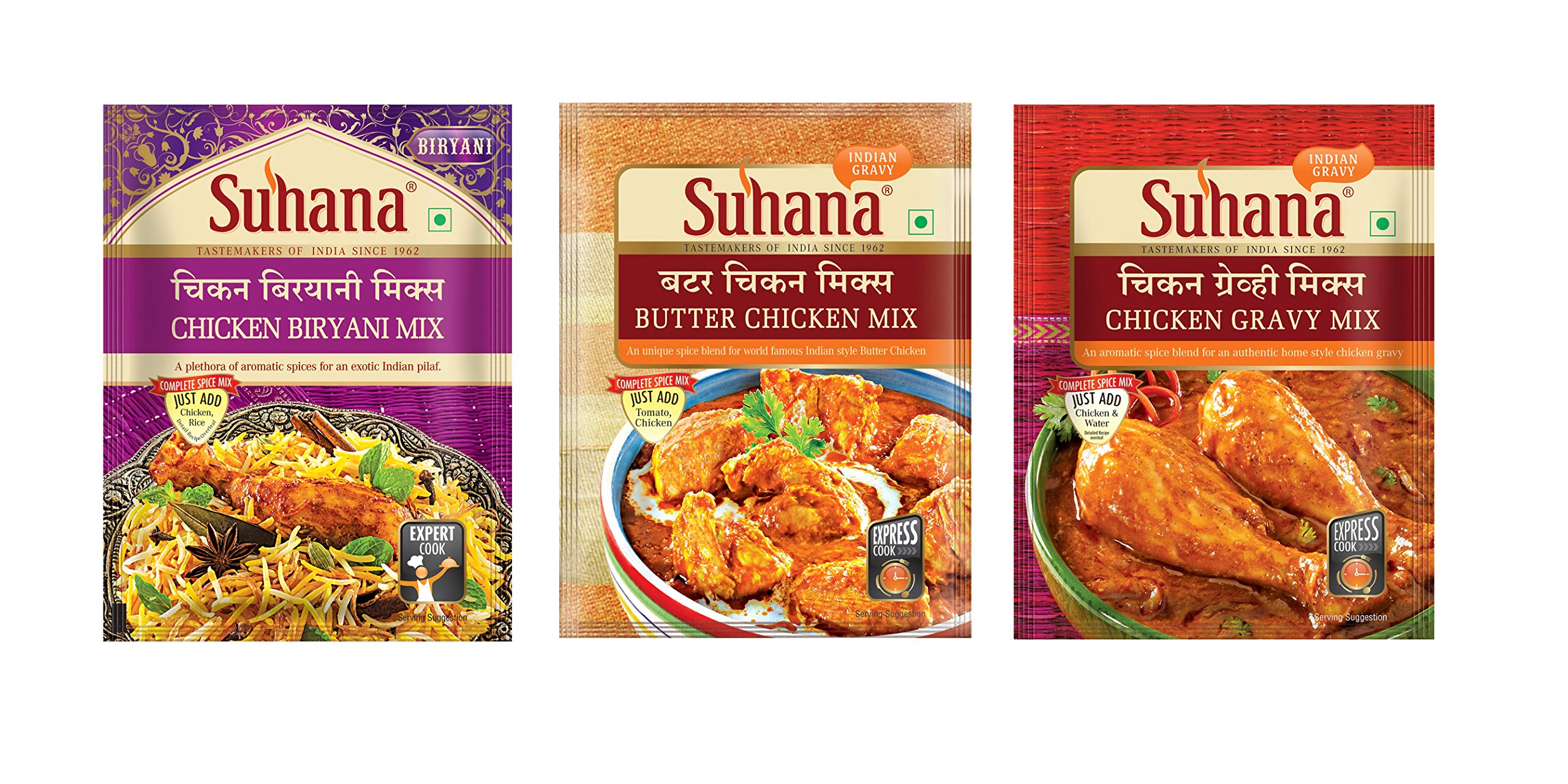 Suhana Non Veg Combo Pack of 6 - Butter Chicken 2 + Chicken Gravy Mix 2 + Chicken Biryani Mix 2 (B08MFKX5KY) Amazon Price History, Amazon Price Tracker