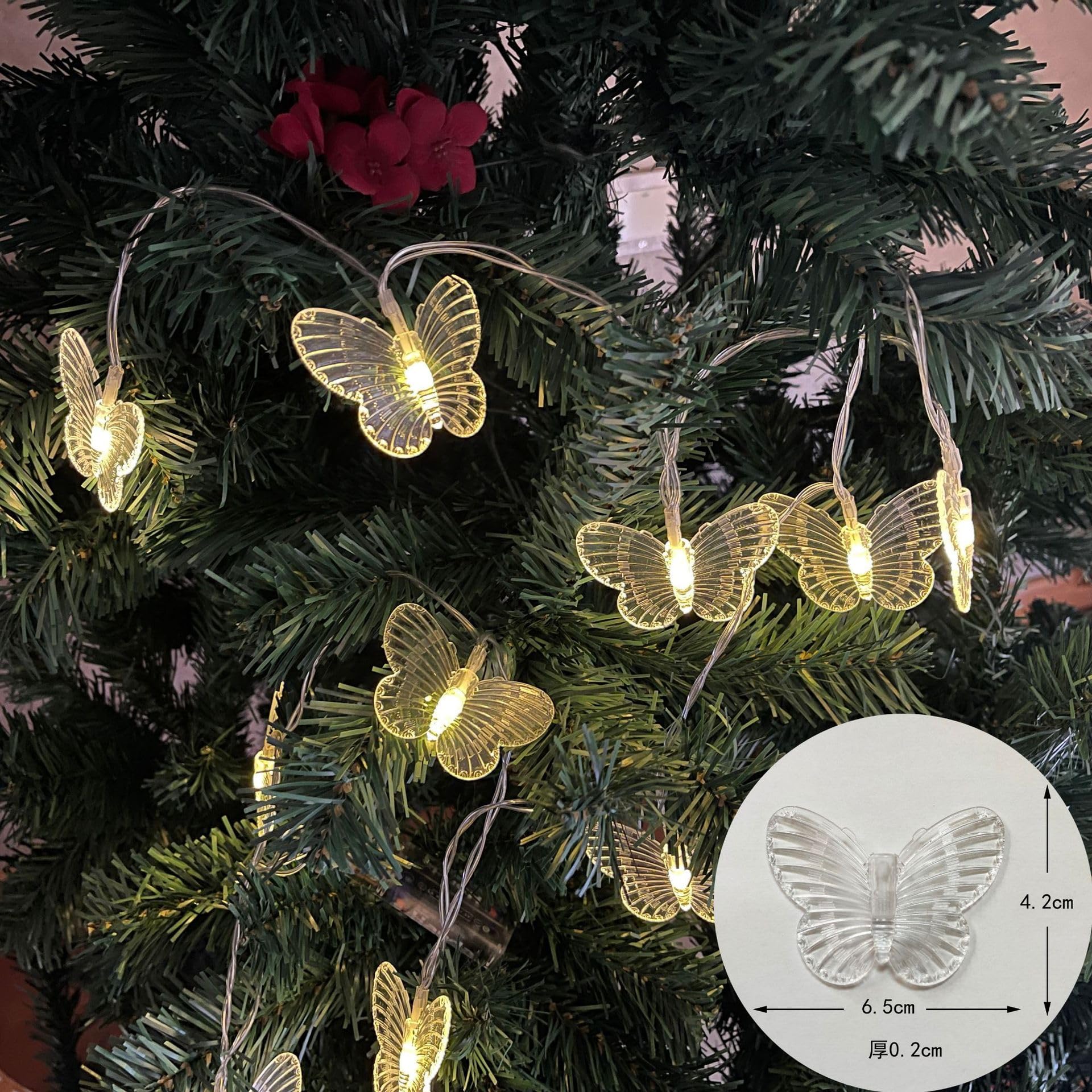 LED papillon string Light, 22M 200led extérieure solaire string Light, 8 modes intérieur pelouse Cour mariage partie décoration éclairage (Blanc)