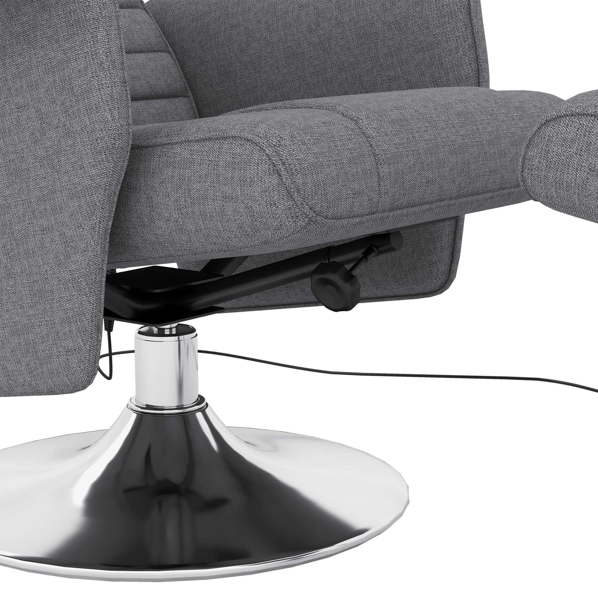 HOMCOM Poltrona Massaggiante a 8 Punti e Reclinabile con Telecomando e Poggiapiedi, Poltrona Relax in Acciaio e Tessuto Effetto Lino, 78x90x93 cm, Grigio Scuro