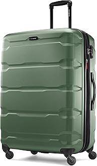 Omni PC Hardside Expandable Luggage with Spinner Wheels, Checked-Large 28-Inch, Army Green