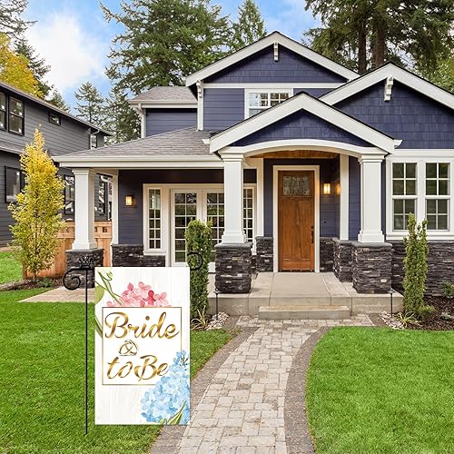 Miniatura 6 de Mokonate Bandera de jardín con texto en inglés "Happily Ever After", decoración de 12 x 20 pulgadas, doble cara para exteriores, novia, novio, boda,