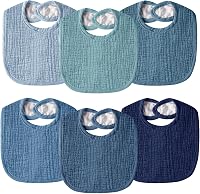 WRRERNSIN Muslin Drool Bibs 6-Pack: Unisex Adjustable Cotton Baby Bibs for Newborns 0-36 Months, Teething & Feeding