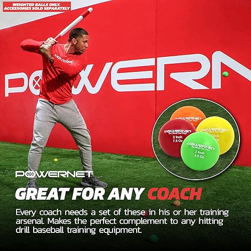 Miniatura 4 de PowerNet Corbin Carroll - Juego completo de 12 pelotas de entrenamiento con peso de 2 pulgadas, 4 pesos, mejora la coordinación mano-ojo, tamaño de