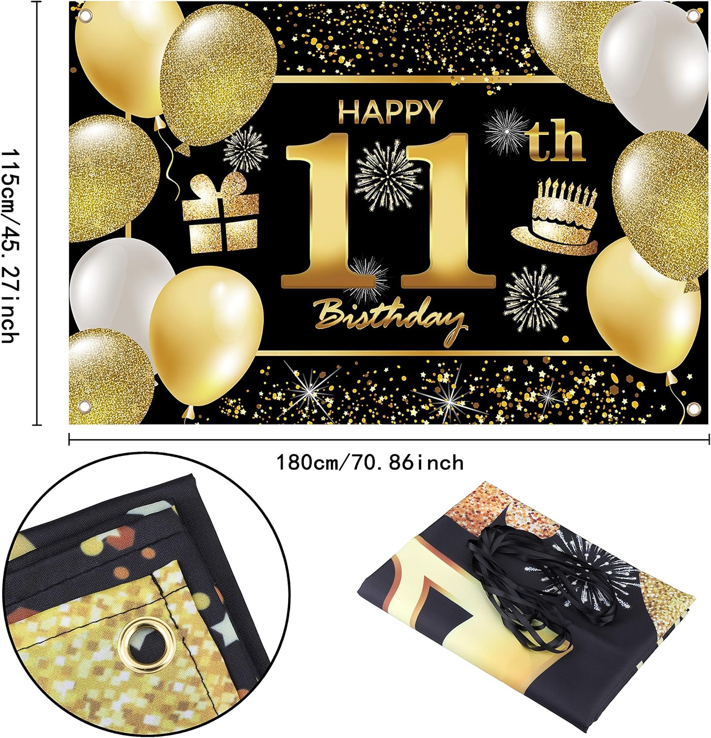 IMISI 11th Happy Birthday Banner - Party Decorations and Backdrop - Image 3