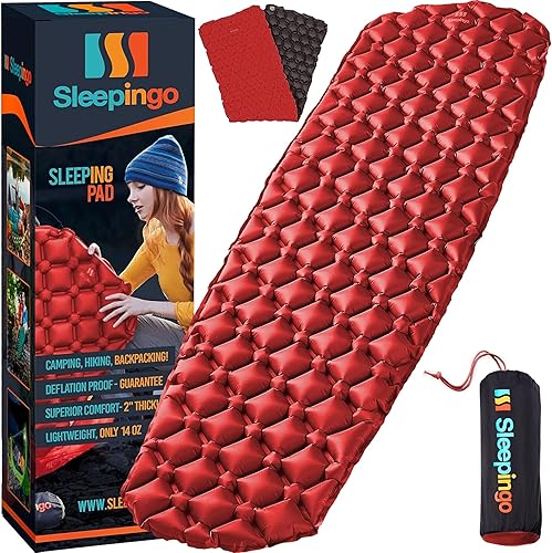 Sleepingo Almohadilla de dormir para campamento, tapete de dormir ultraligero para campamento, mochileros, senderismo, colchón de aire ligero,