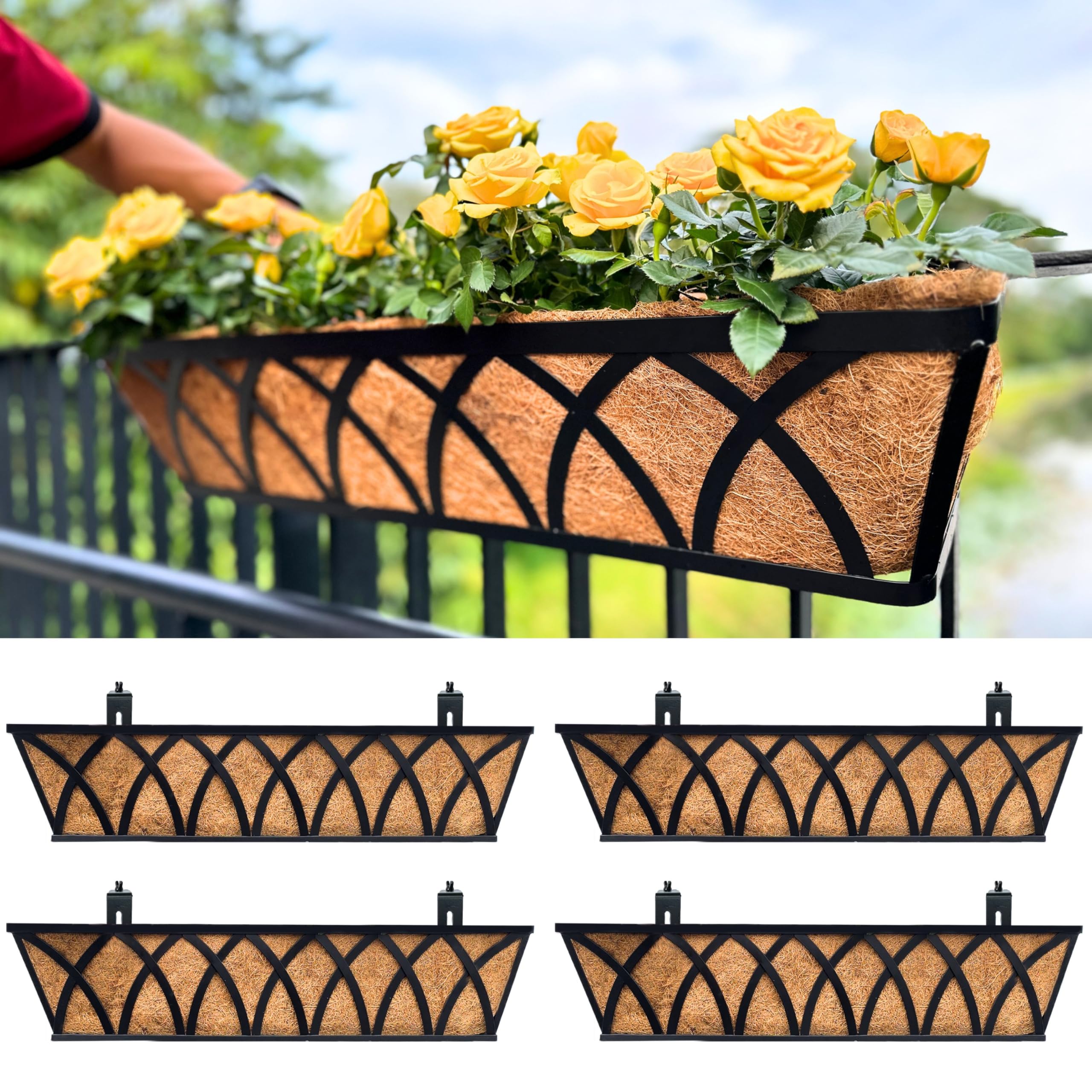 LaLaGreen Lot De 4 Pots De Fleurs Rectangulaires à Suspendre Au Mur