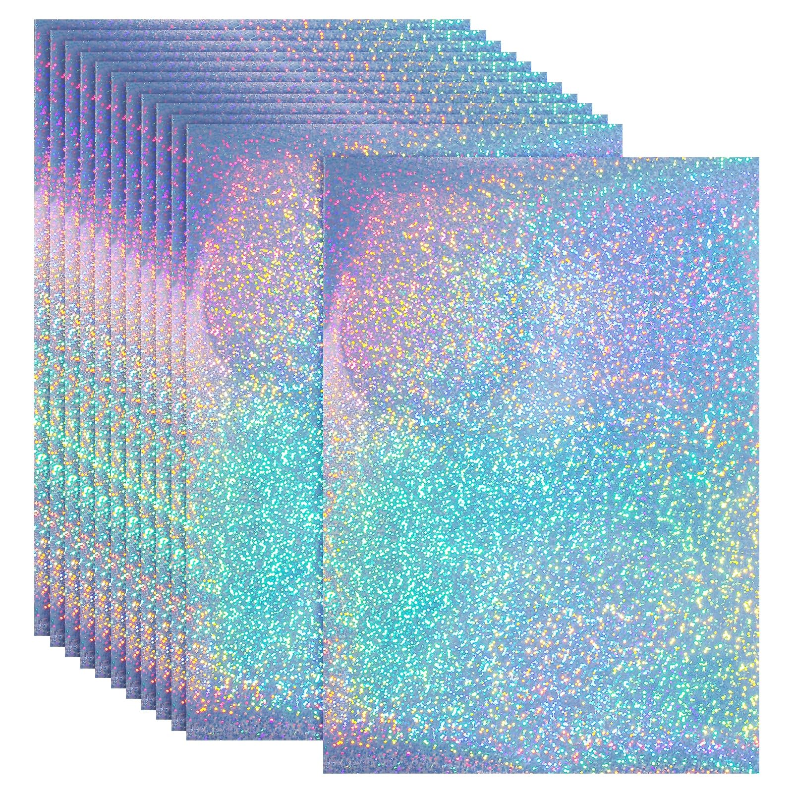 PATIKIL 12x8 Inch Printable Holographic Sticker Paper, 12 Sheets Vinyl Sticker Paper A4 Waterproof Quickly Sticker for Laser Printer Inkjet Printer, Fine Dot Pattern