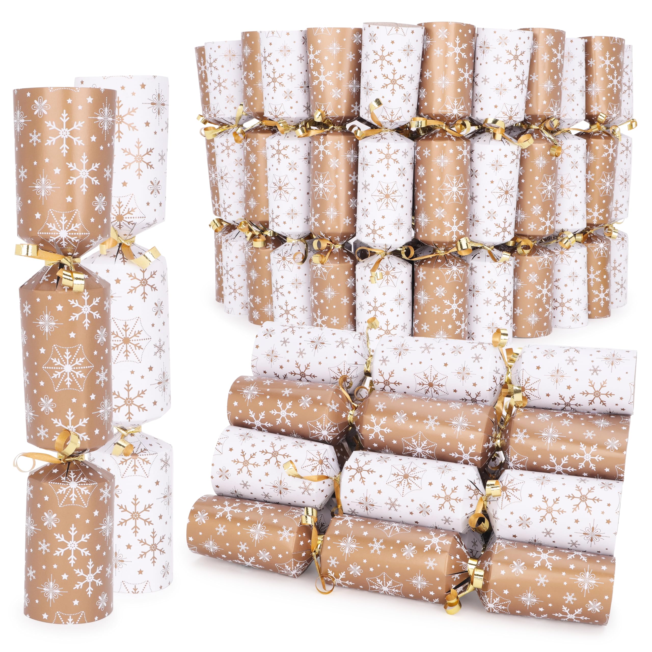 RSW 50 Christmas Crackers 10" Gold Snowflake Catering New Year Party Bulk Xmas