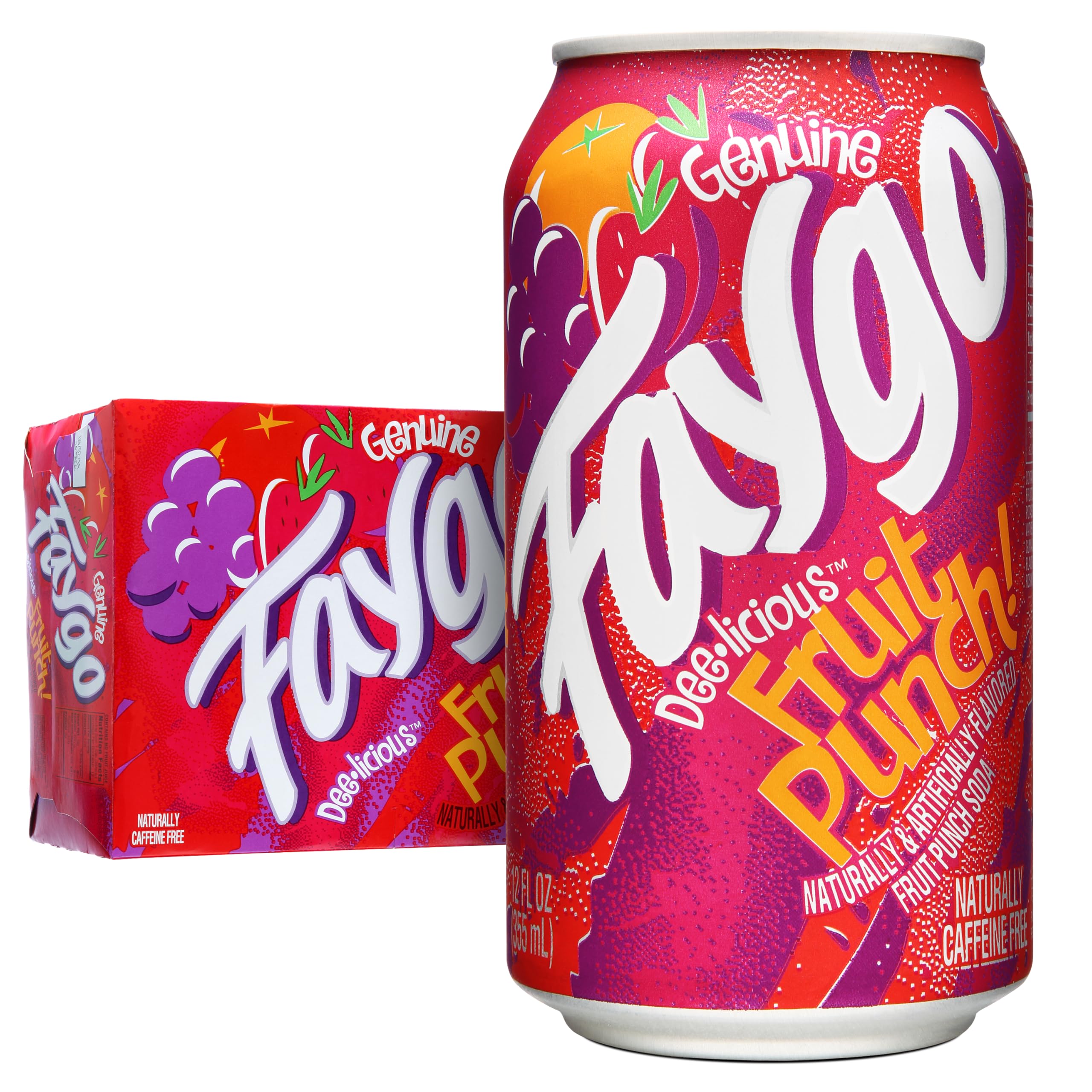 Faygo Punch Soda | 12-Pack of 12oz Cans | Bold Fruit Punch Flavor | Sweet & Tart | Caffeine-Free Soft Drink