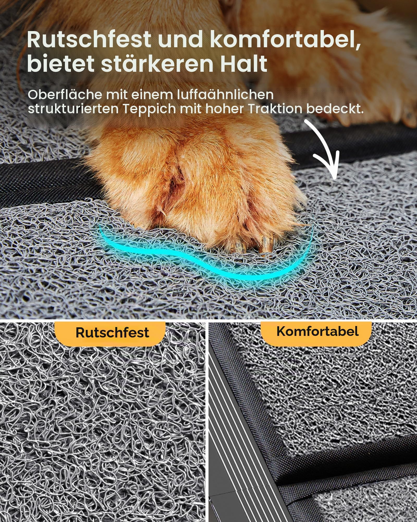 PetThem Hunderampe für Auto, 160 cm lang & 43,2 cm breit, tragbare Hunderampe für große Hunde mit Rutschfester Teppichoberfläche, Hunderampe für SUV, Auto & LKW, zusammenklappbare Hunderampe bis zu