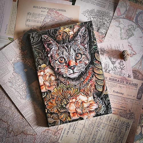 Miniatura 4 de A.F.N.A.L Diario sin forro  Cuaderno de tapa dura multicolor con diseño de calavera y rosa en relieve 3D, cuaderno de bocetos A5 en blanco con 2