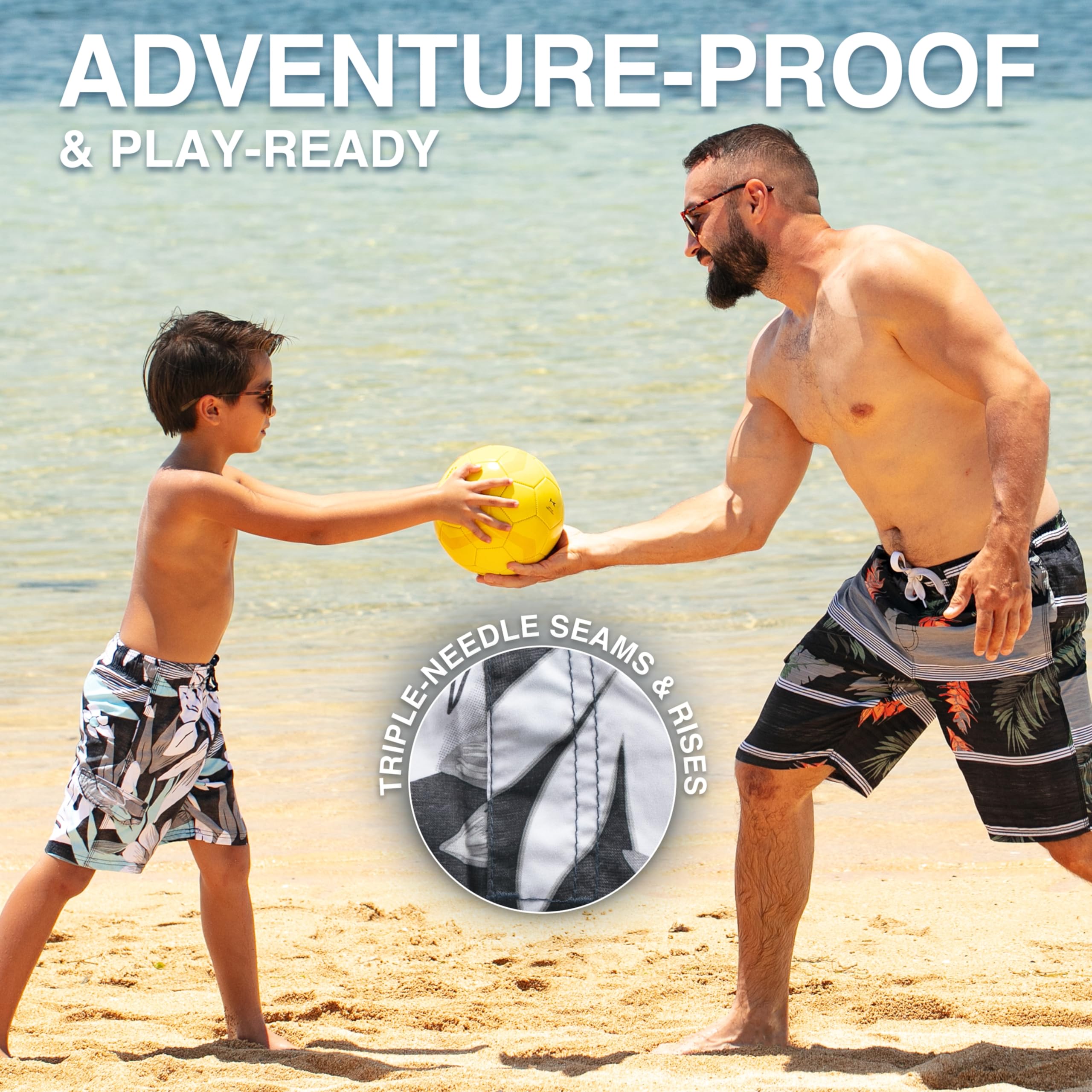 Kanu Surf Boys' Reflection Quick Dry UPF 50+ Beach Swim Trunk, Abacos Black, Medium (5/6)