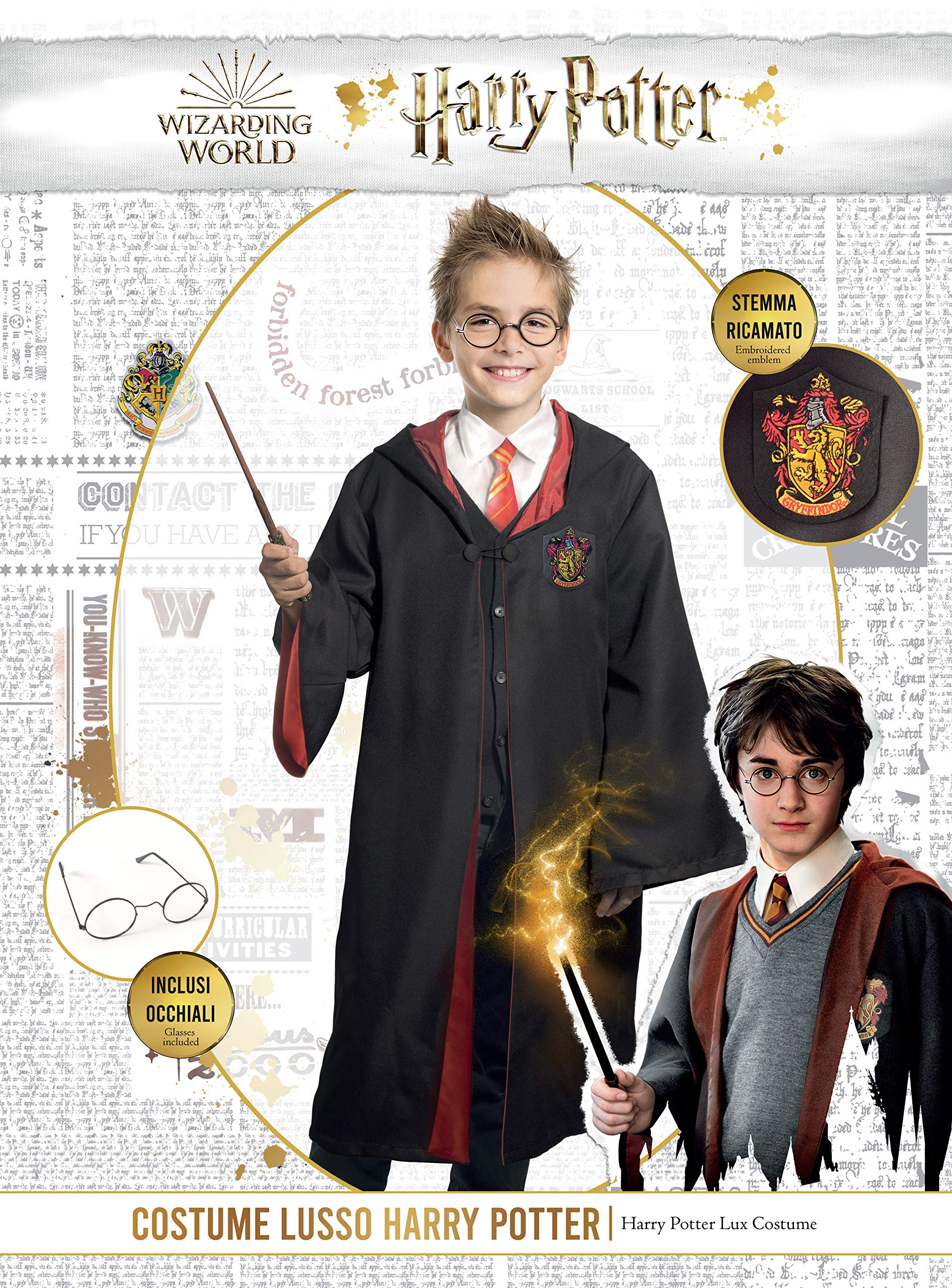 Ciao- Harry Potter Deluxe costume disguise boy official (Size 7-9 years) with embroidered emblem and wand