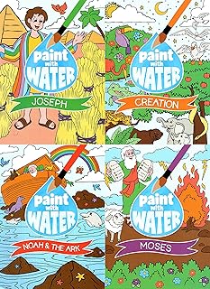 A Paint with Water - Book from the Bible Moses, Noah&The Ark, Creation, Joseph - Just Add Water - Coloring Books (Set of 4 Books)