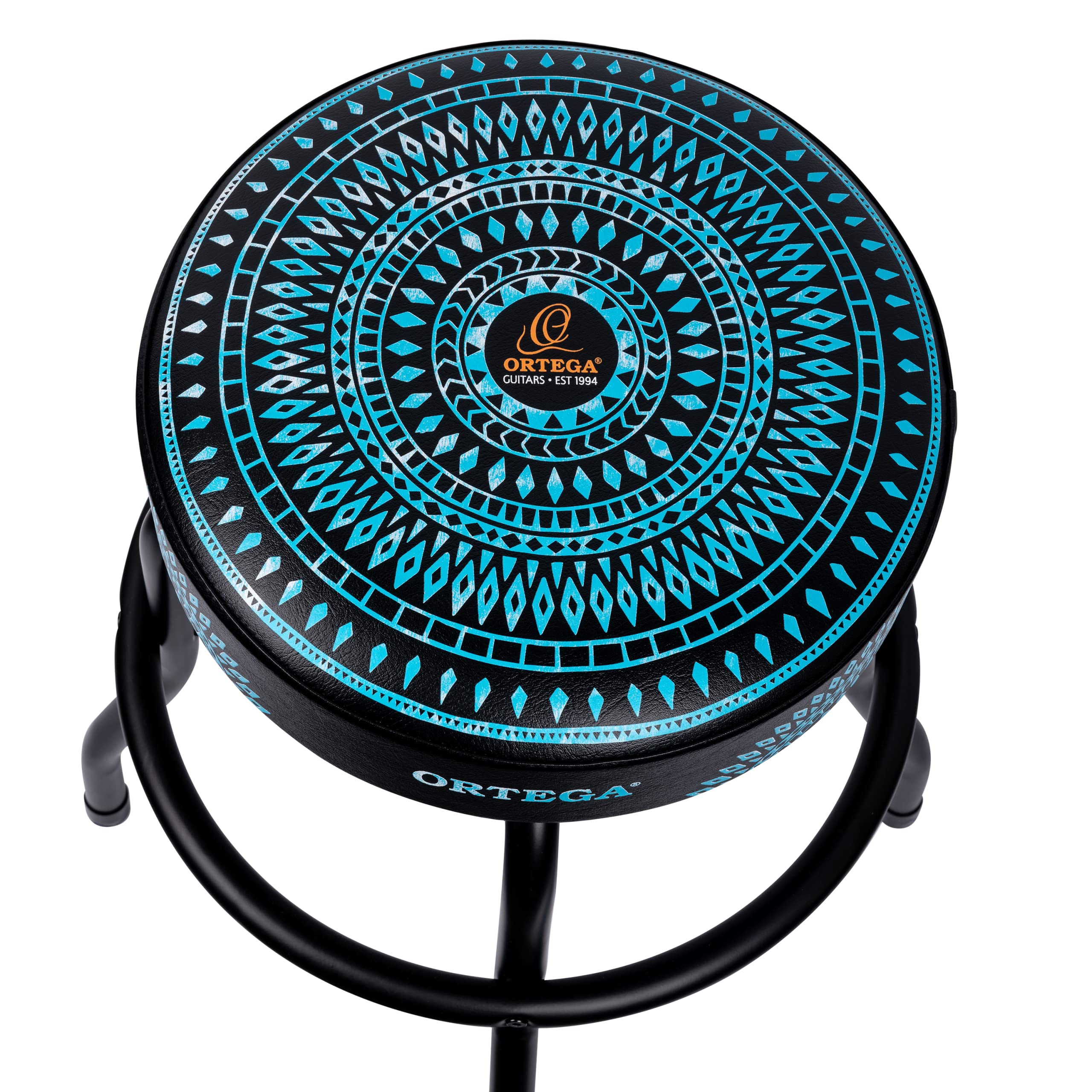 Ortega Guitars gepolsterter Stage Hocker –für Bühne, Bar, Studio, Showroom – 61 cm Höhe – Blue Kaleidoscope (OBS24-BLKC)
