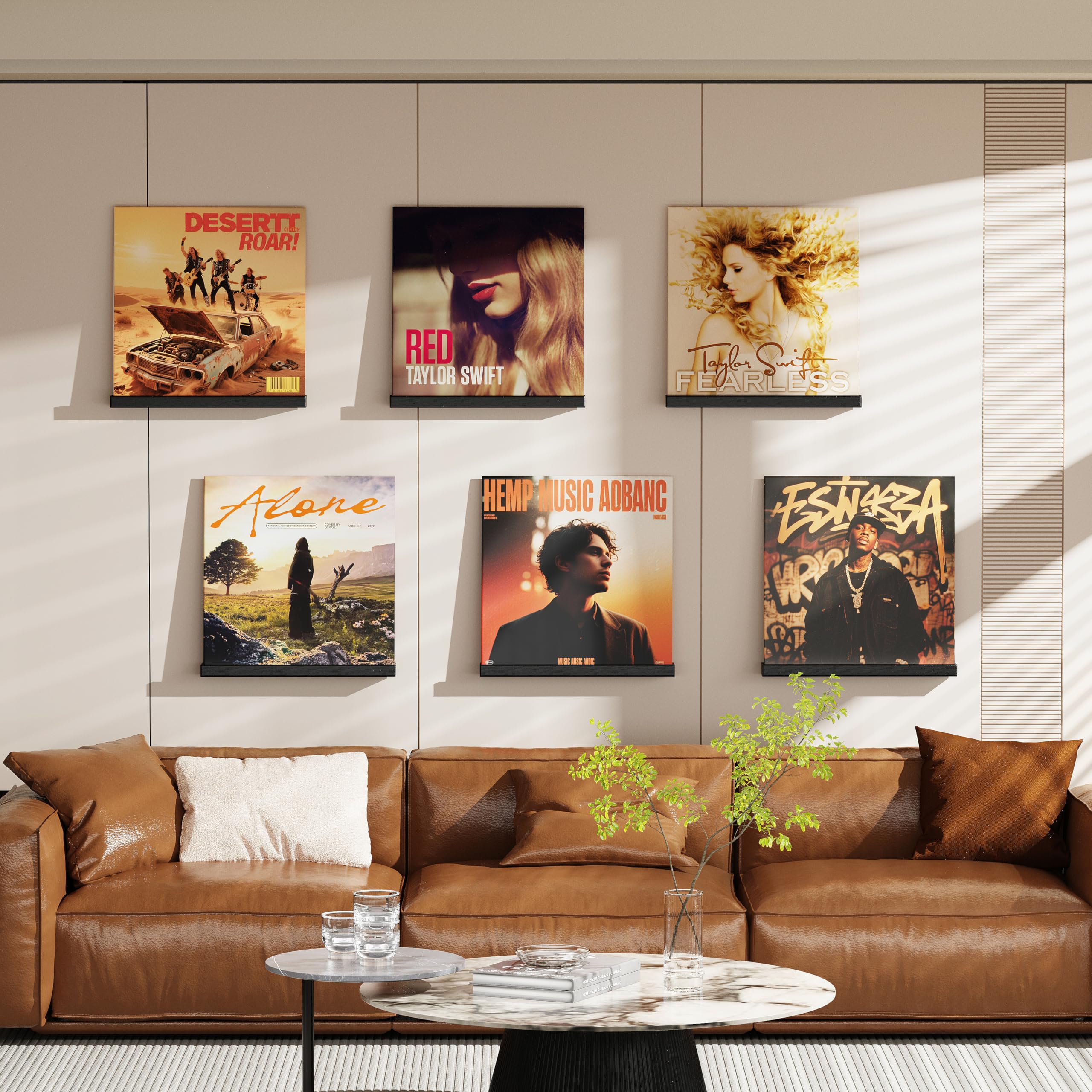 6 sztuk uchwytów ściennych na płyty winylowe, drewniane uchwyty winylowe, do montażu płyt winylowych, do umieszczania płyt gramofonowych, płyt CD, albumów fotograficznych i kolekcji (czarne)